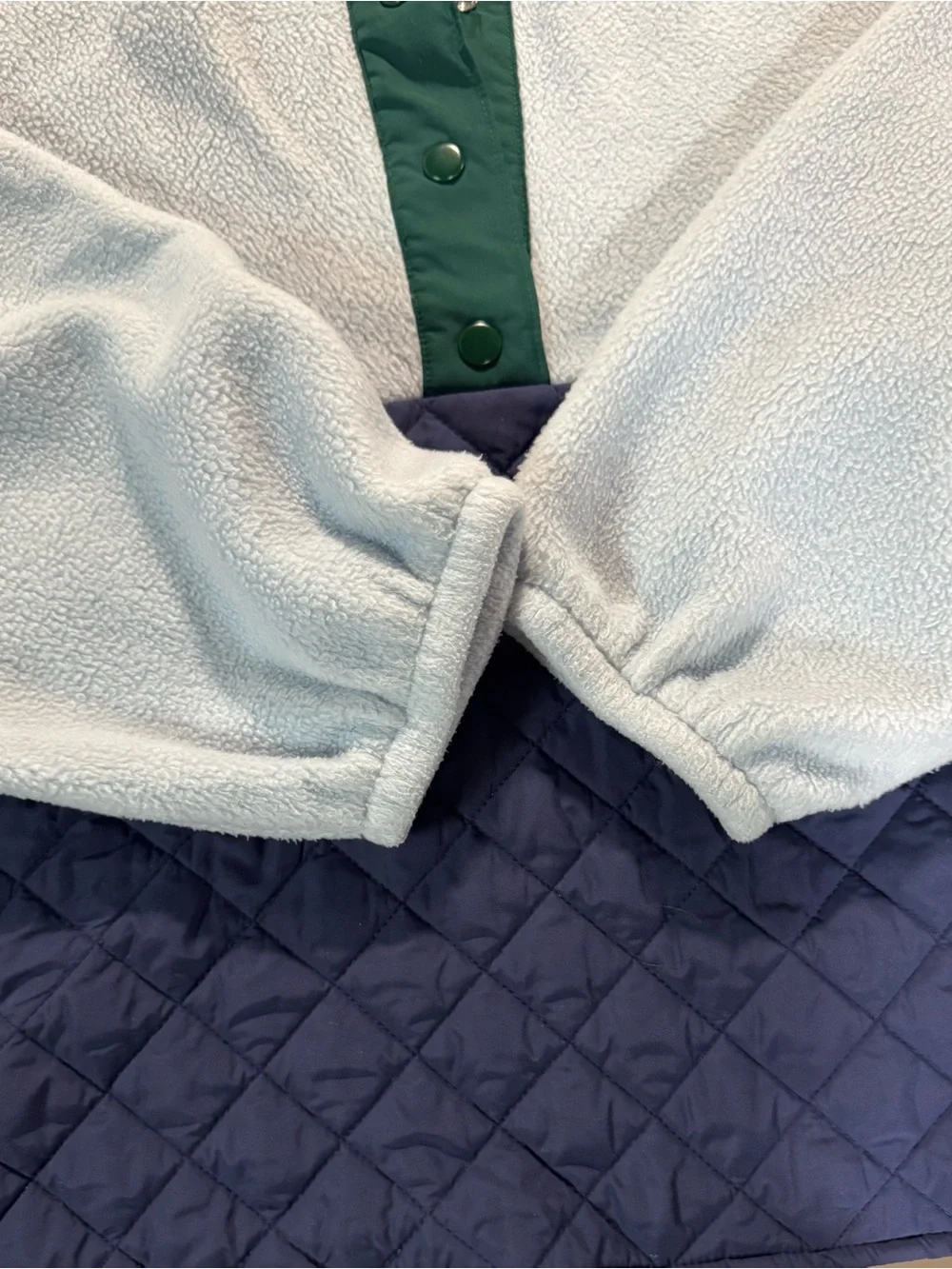 J. Crew Light Blue, Navy & Forest Green Quilted Fleece Pullover
